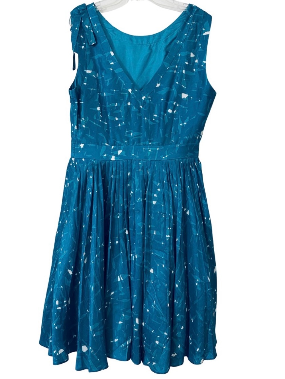 Kate Spade New York Melody Silk Pleated Dress Teal Fit & Flare Size 10 - Picture 7 of 15